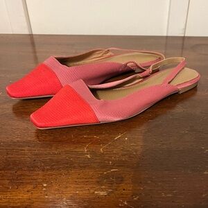 ASOS DESIGN Language slingback ballet flats in pink and red size 5